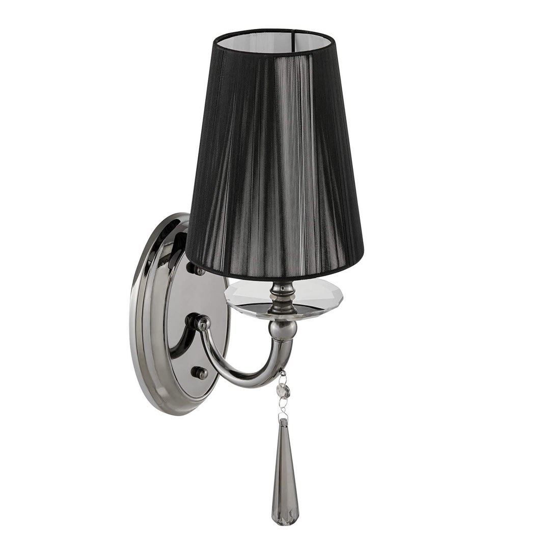 Čierna nástenná lampa, krištáľové nástenné svietidlo FABIONE, jednoduché, klasické - Lumina Deco obrázok 2