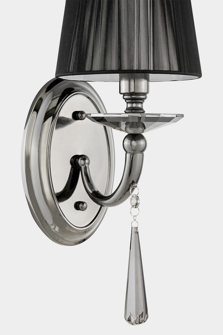 Čierna nástenná lampa, krištáľové nástenné svietidlo FABIONE, jednoduché, klasické - Lumina Deco obrázok 3