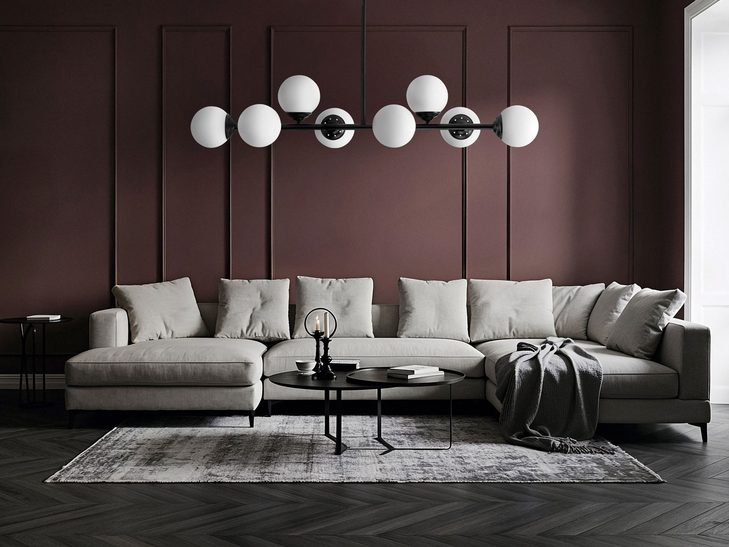 Čierne závesné svetlo na trubici s bielymi sklenenými tienidlami - FINO - Lampit obrázok 4