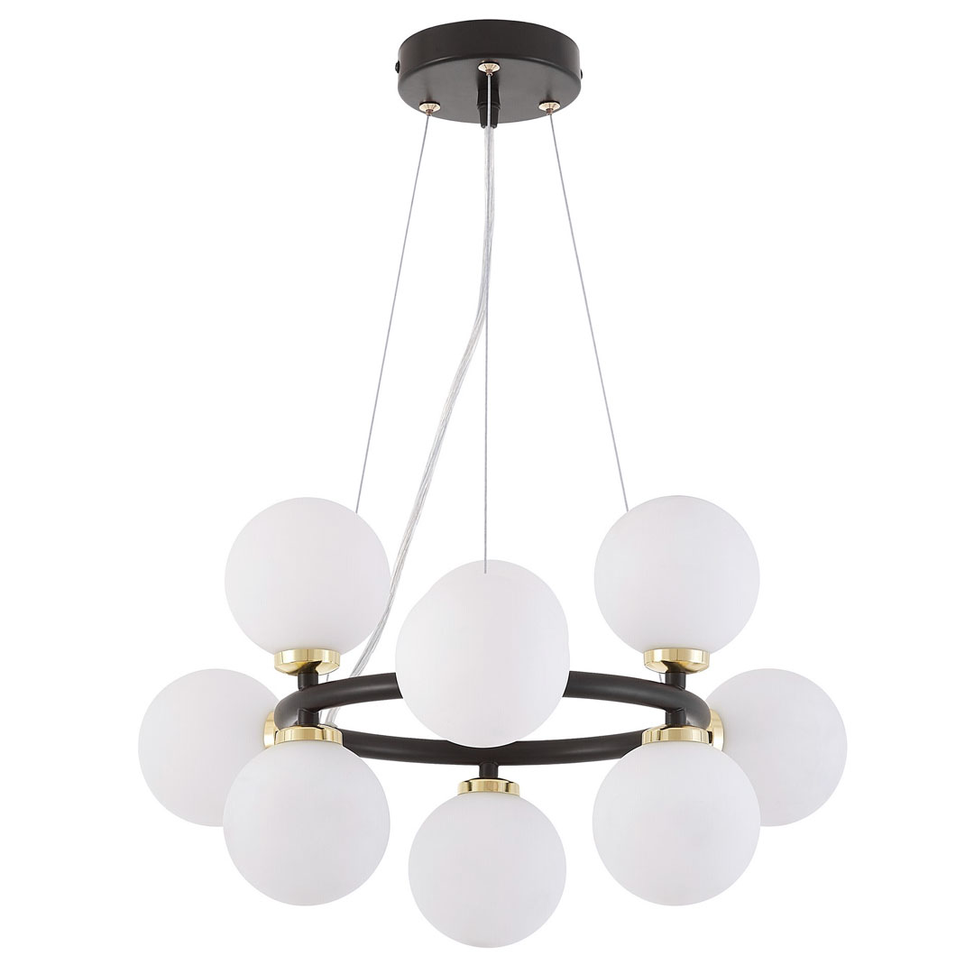 Čierno-zlatá elegantná závesná viacbodová lampa MARSIADA, biele tienidlá - Lumina Deco obrázok 1
