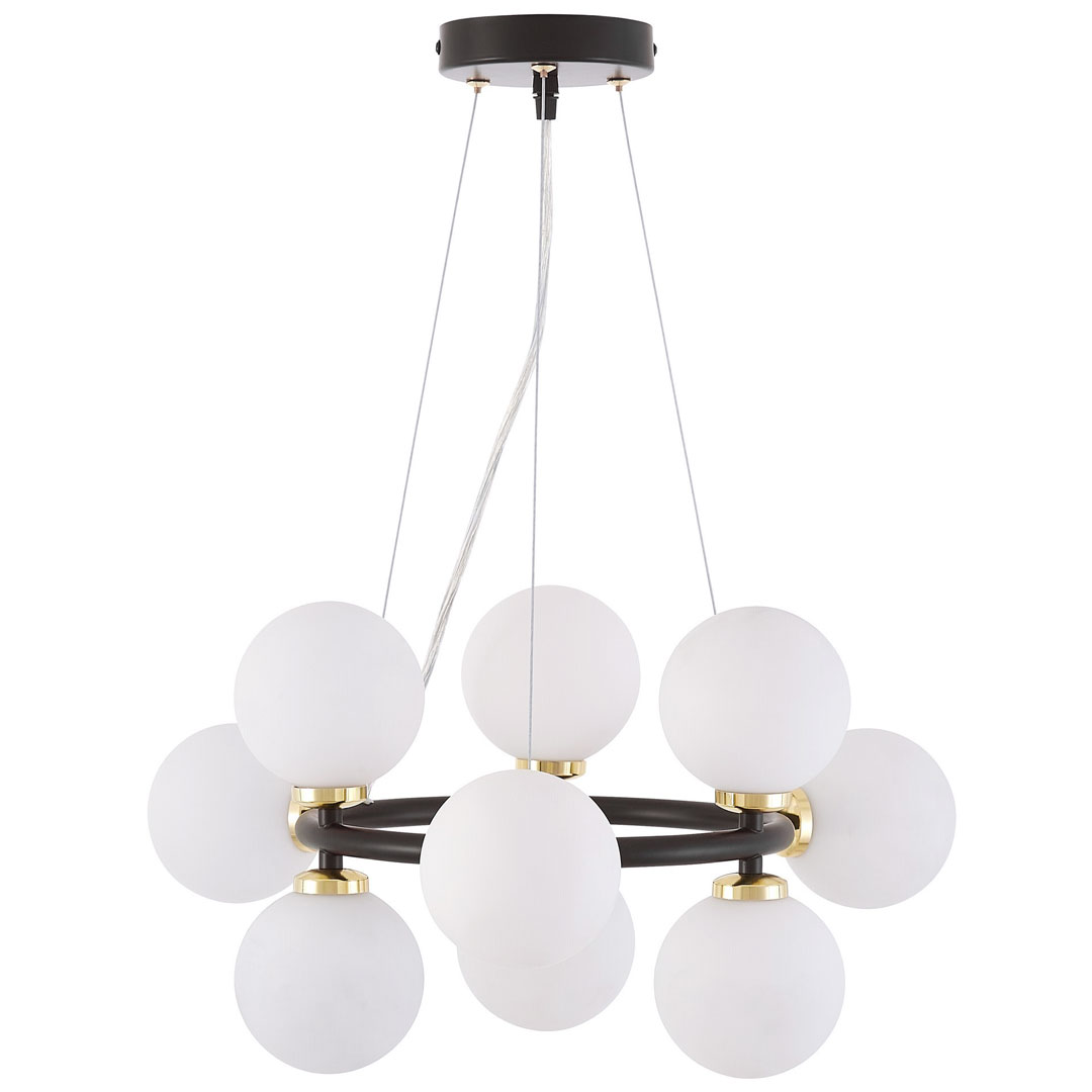 Čierno-zlatá elegantná závesná viacbodová lampa MARSIADA, biele tienidlá - Lumina Deco obrázok 2