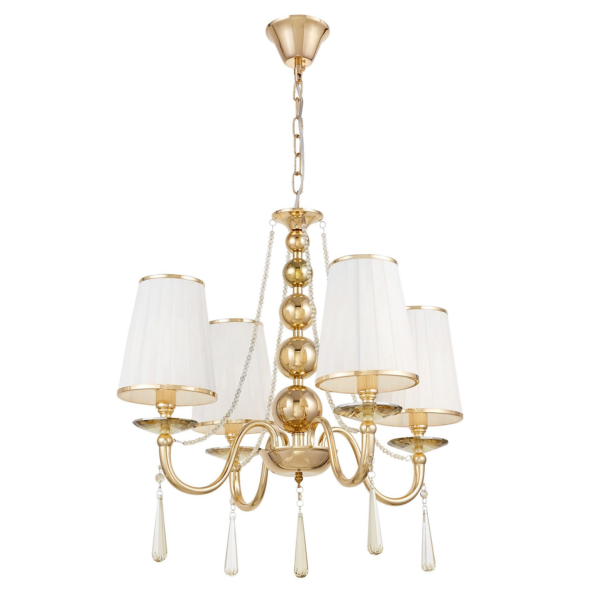 Štvorramenný krištáľový luster FABIONE W4, zlatý, klasické tienidlá - Lumina Deco obrázok 2