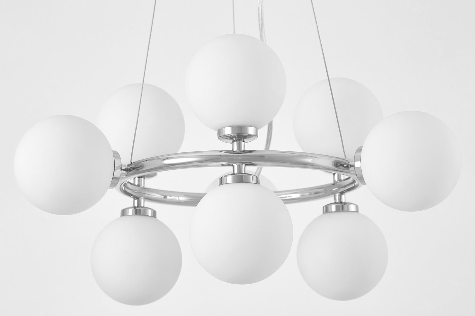 Dizajnové, viacbodové, biele a chrómované závesné svietidlo MARSIADA - Lumina Deco obrázok 3