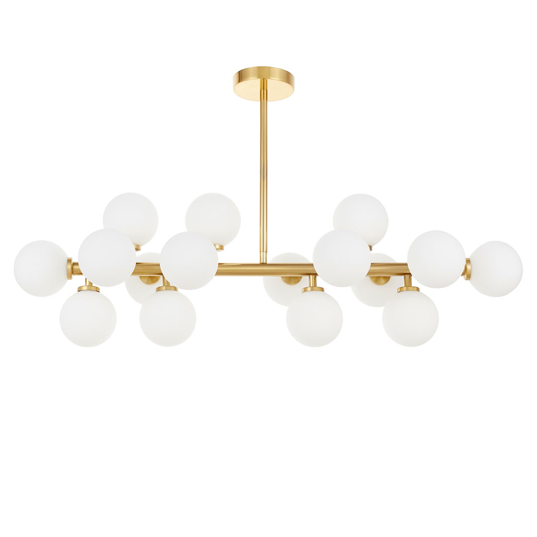 Elegantné, zlaté mosadzné, závesné svietidlo PETRICA biele tienidlá sklenené gule - Lumina Deco obrázok 3