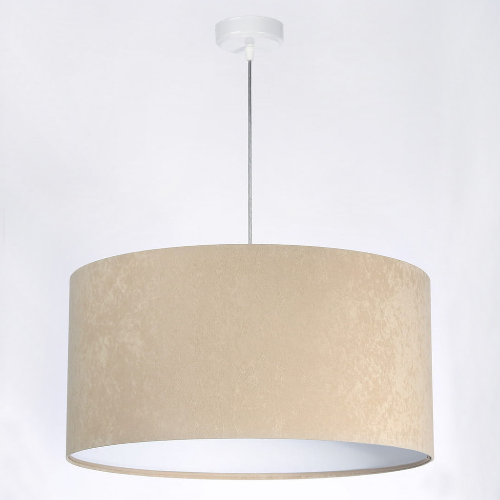 Béžovo-biela závesná lampa s velúrovým tienidlom, abažúrom v tvare valca - NIGELLA - BPS Koncept obrázok 3