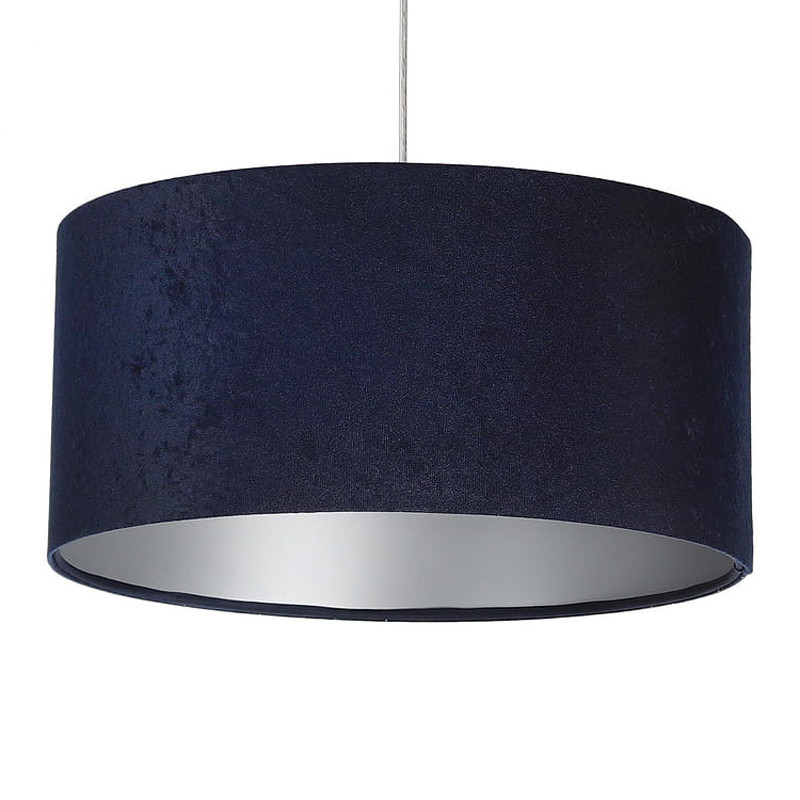Granátovo-strieborná závesná lampa LOBELIA s valcovým tienidlom z velúru - BPS Koncept obrázok 1