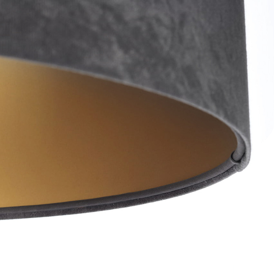 Tmavosivá abažúrová lampa s tienidlom z velúru v tvare valca so zlatým vnútrajškom GRAFIT - BPS Koncept obrázok 4