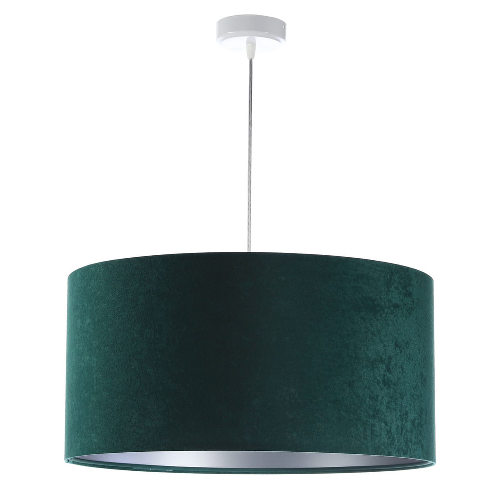 Zeleno-strieborná závesná lampa OLYMPIA s velúrovým tienidlom, abažúrom v tvare valca - BPS Koncept obrázok 3