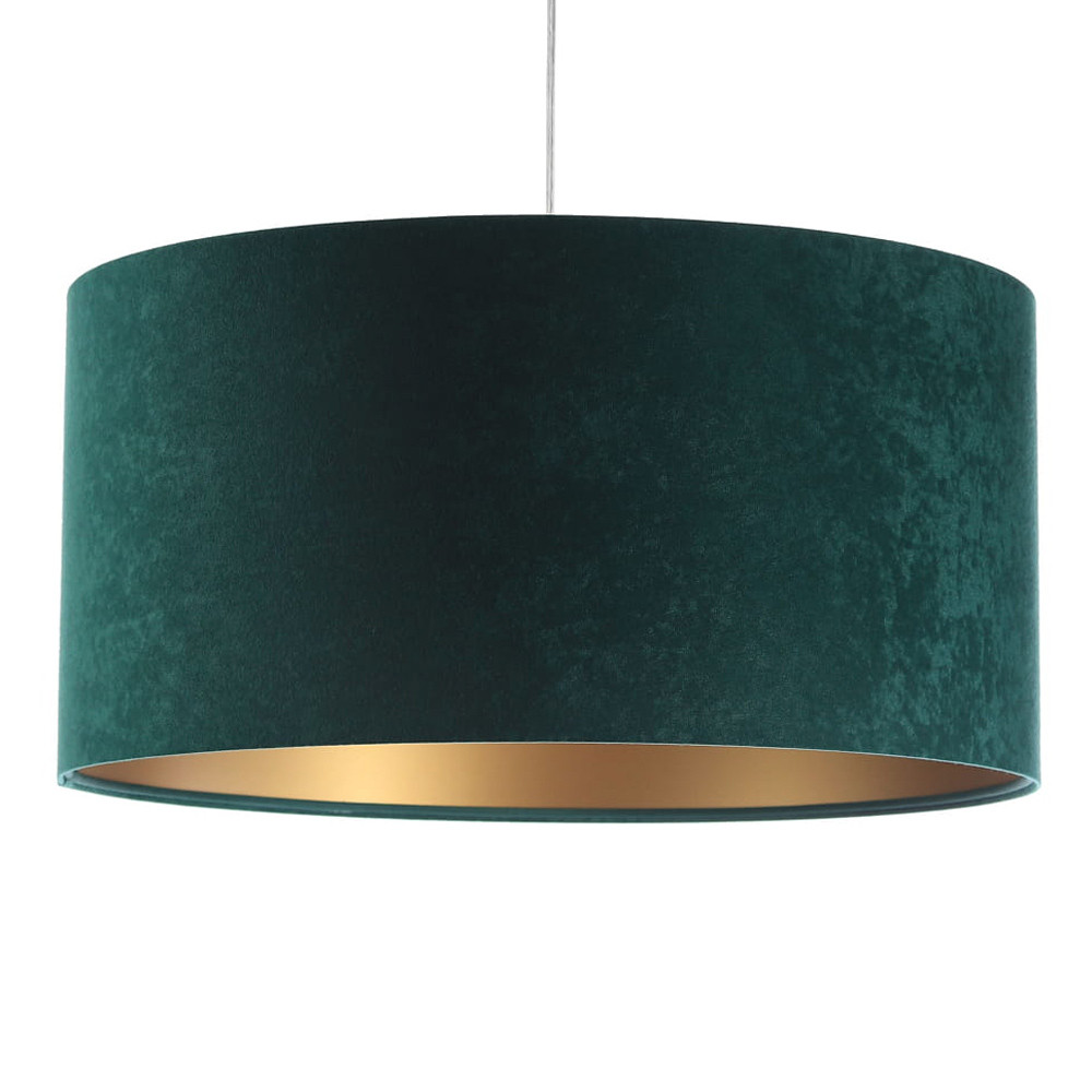 Zeleno-zlatá závesná lampa OLYMPIA s valcovým velúrovým tienidlom - BPS Koncept obrázok 1