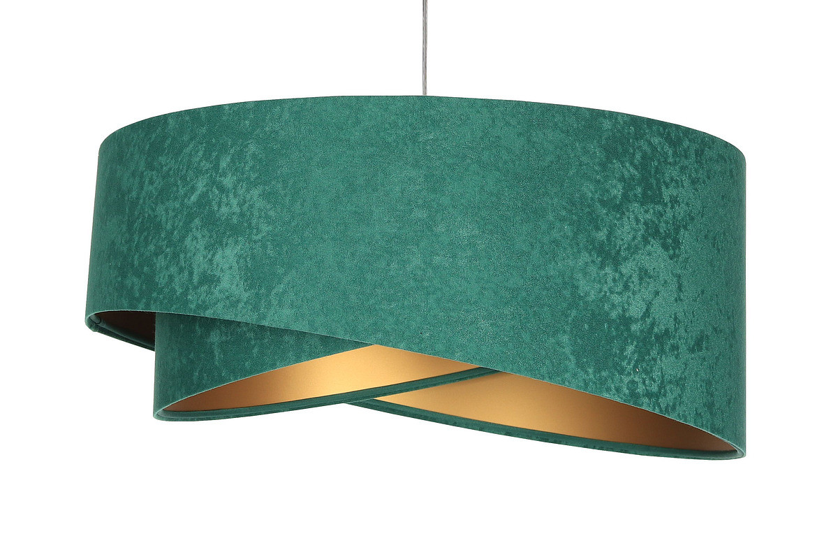 Zelená velúrová závesná lampa s asymetrickým tienidlom, abažúrom so zlatým vnútrajškom RUBÍN - BPS Koncept obrázok 1