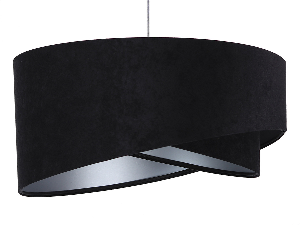 Čierna závesná lampa s velúrovým abažúrom, tienidlom so strieborným vnútrajškom, asymetria DONNA - BPS Koncept obrázok 1