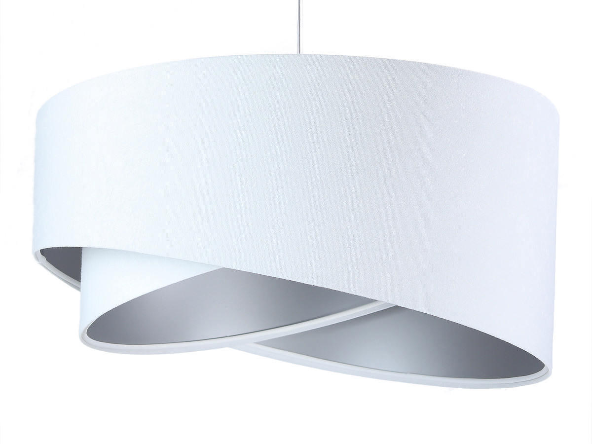Biela velúrová závesná lampa s asymetrickým abažúrom, tienidlom so strieborným vnútrajškom CECÍLIA - BPS Koncept obrázok 1