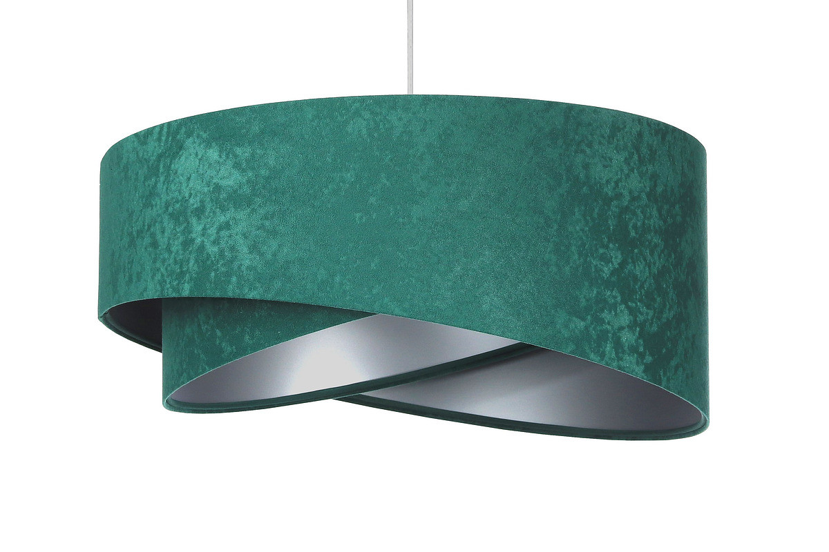 Zeleno-strieborná závesná lampa s velúrovým asymetrickým tienidlom RUBÍN - BPS Koncept obrázok 1