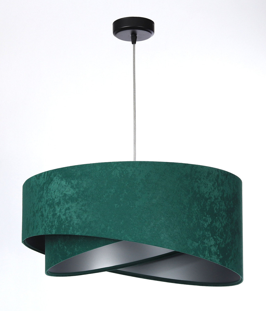 Zeleno-strieborná závesná lampa s velúrovým asymetrickým tienidlom RUBÍN - BPS Koncept obrázok 3