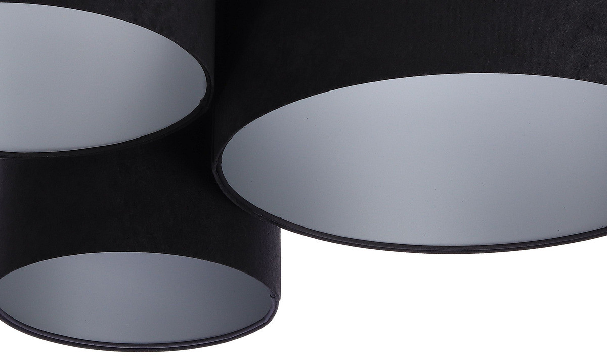 Čierna stropná lampa s okrúhlymi tienidlami z velúru so strieborným vnútrajškom, stropnica  FLOYD - BPS Koncept obrázok 4