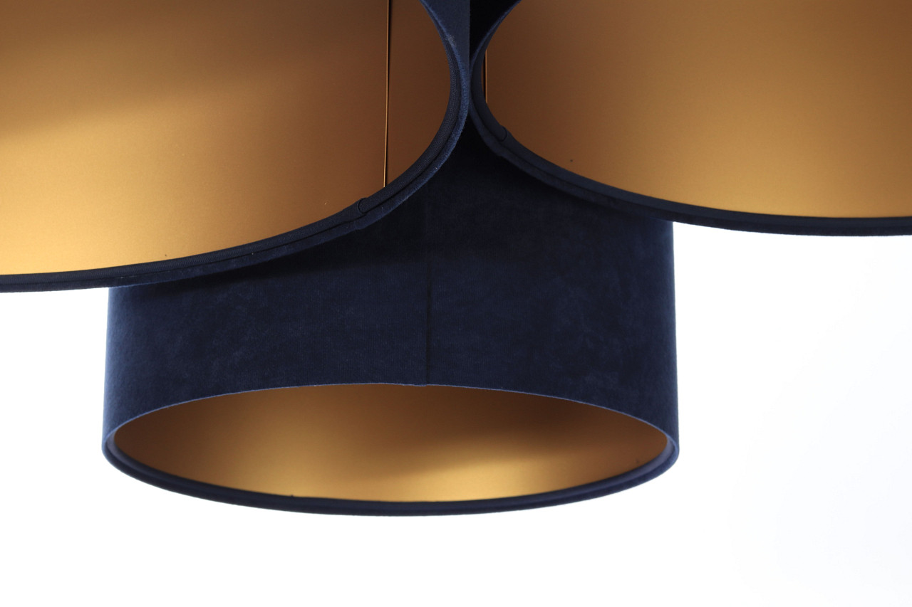 Granátovo-zlatá stropná lampa s valcovými tienidlami z velúru v rôznych veľkostiach HONIR - BPS Koncept obrázok 4