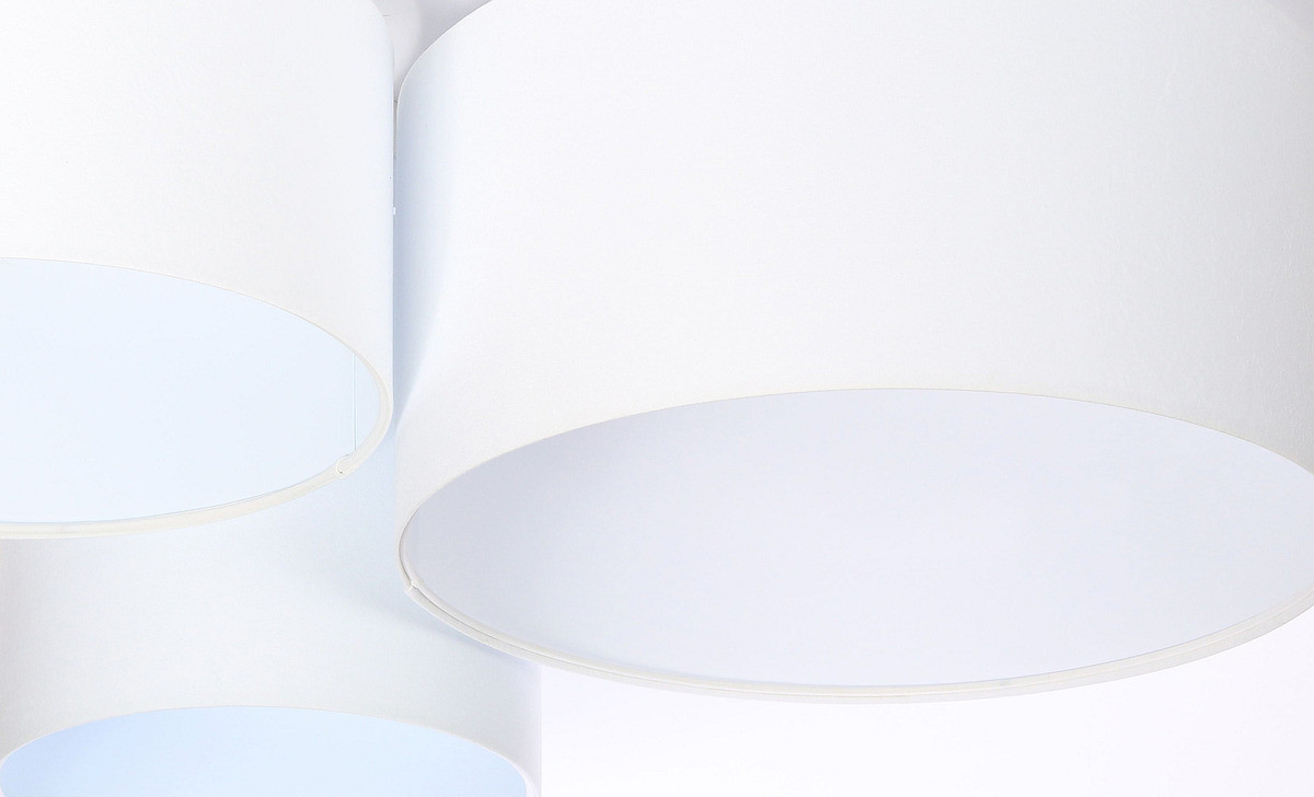 Biela stropná lampa s tienidlami v tvare valca z velúru BEVIN - BPS Koncept obrázok 4