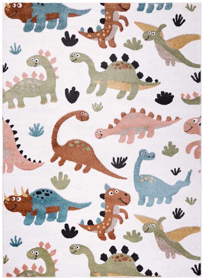 Krémový detský koberec Dinosaury, pre dievča, pre chlapca, farebný, mäkký - Dywany Łuszczów obrázok 1