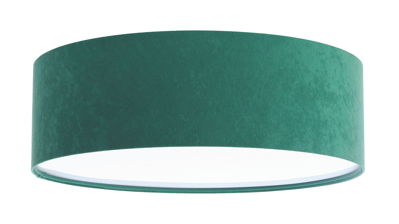 Zelená stropná lampa s okrúhlym valcovým tienidlom, abažúrom z velúru, stropnica ROWEL - BPS Koncept obrázok 1