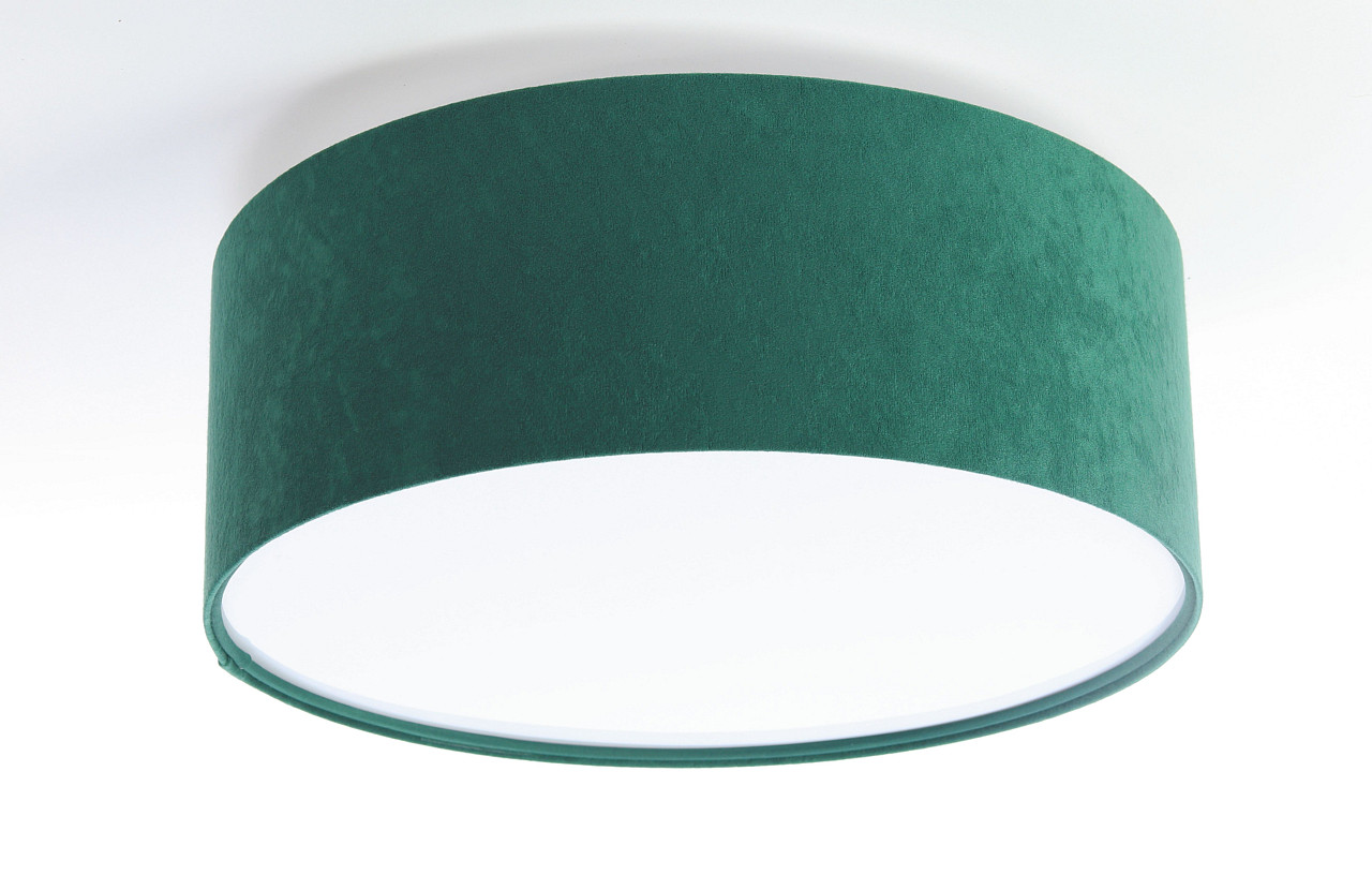 Zelená stropná lampa s okrúhlym valcovým tienidlom, abažúrom z velúru, stropnica ROWEL - BPS Koncept obrázok 3