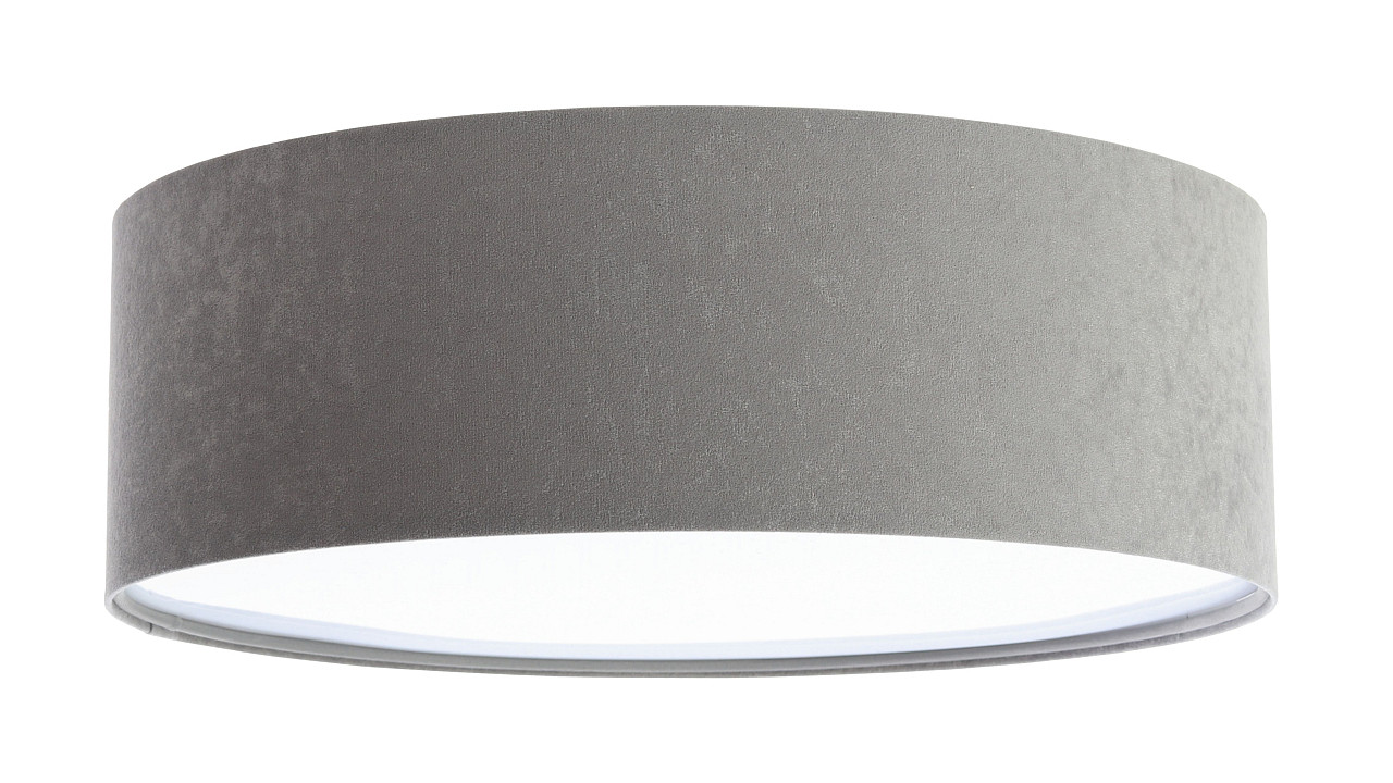 Sivá stropná lampa, stropnica z velúru s valcovým okrúhlym tienidlom - BPS Koncept obrázok 1