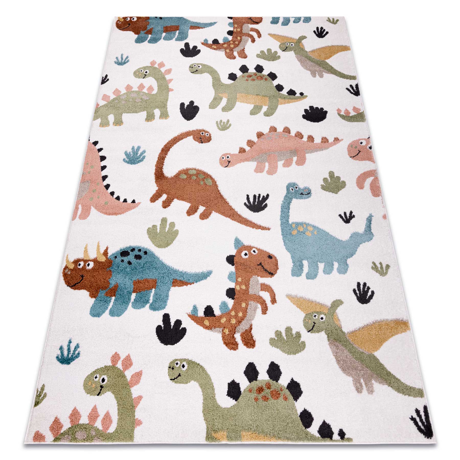 Krémový detský koberec Dinosaury, pre dievča, pre chlapca, farebný, mäkký - Dywany Łuszczów obrázok 2