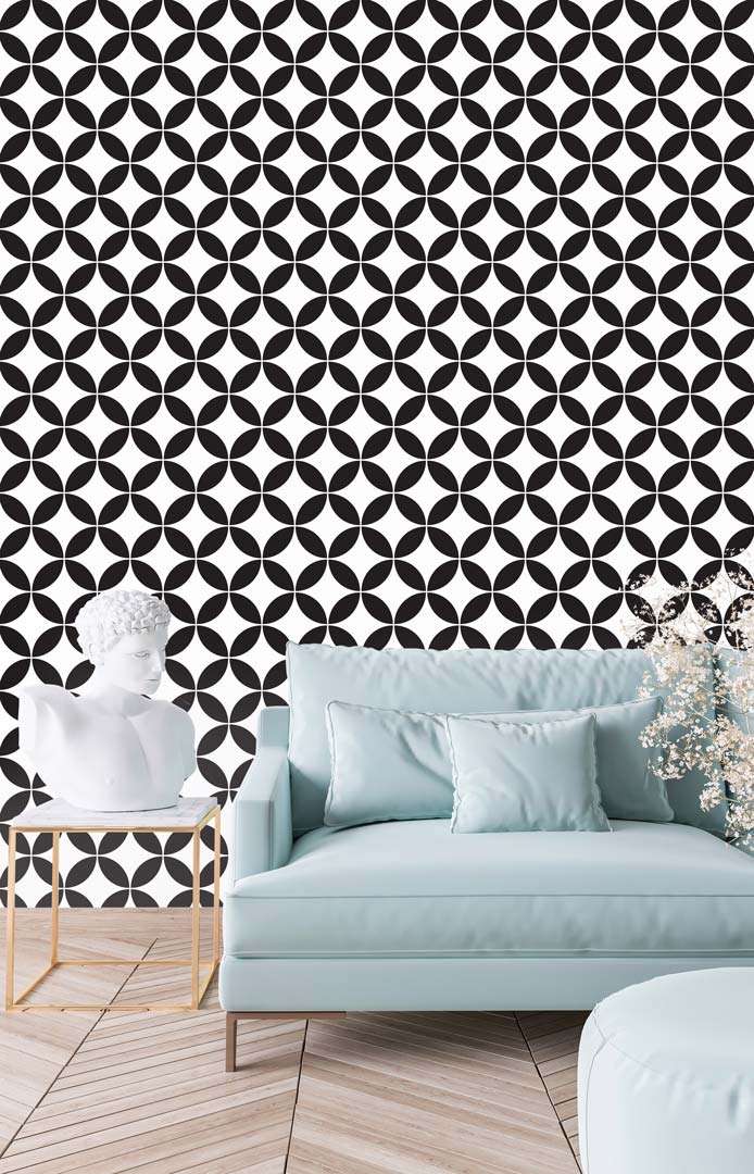 Čierno-biela tapeta s orientálnym marockým retro vzorom - Dekoori obrázok 2