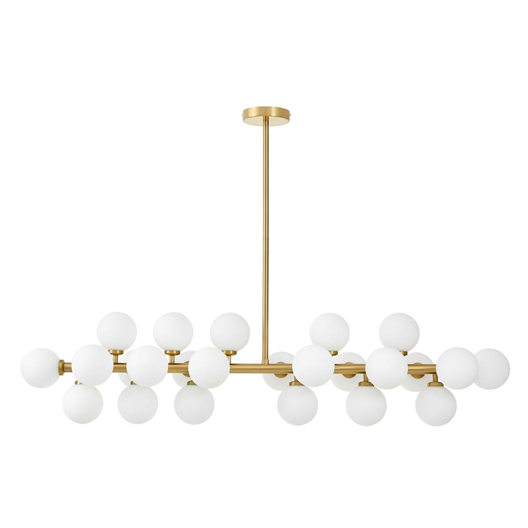 Elegantné, zlaté mosadzné, závesné svietidlo PETRICA biele tienidlá sklenené gule - Lumina Deco obrázok 1