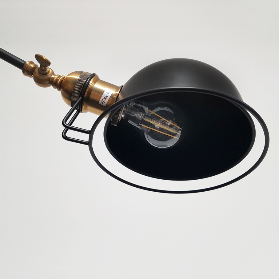Nástenná lampa, čierne loftové nástenné svietidlo, GLUM W2, regulovateľné rameno, na čítanie - Lumina Deco obrázok 3