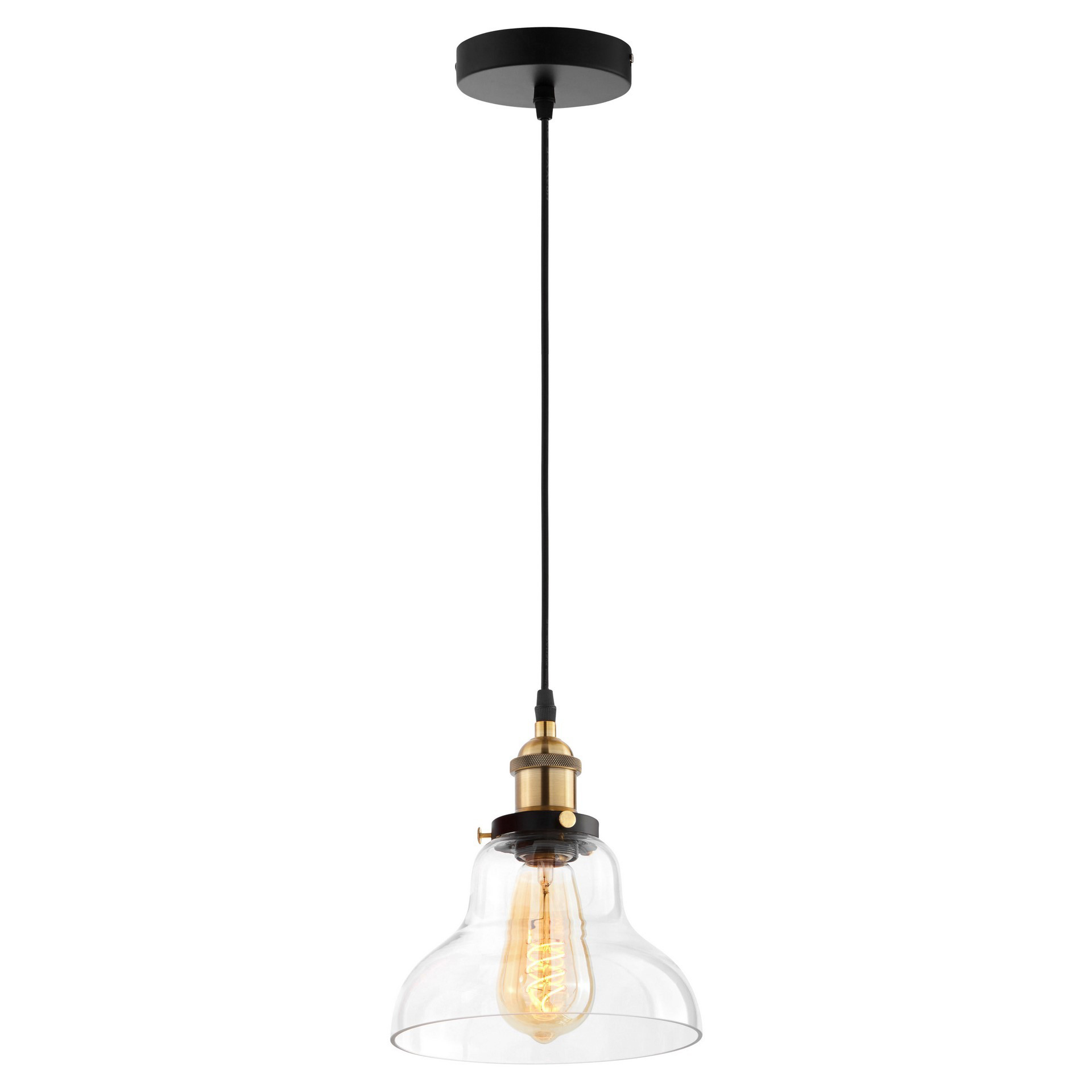 Priehľadné závesné svietidlo, priemyselná lampa, sklenené tienidlo, retro štýl - ZUBI - Lumina Deco obrázok 2