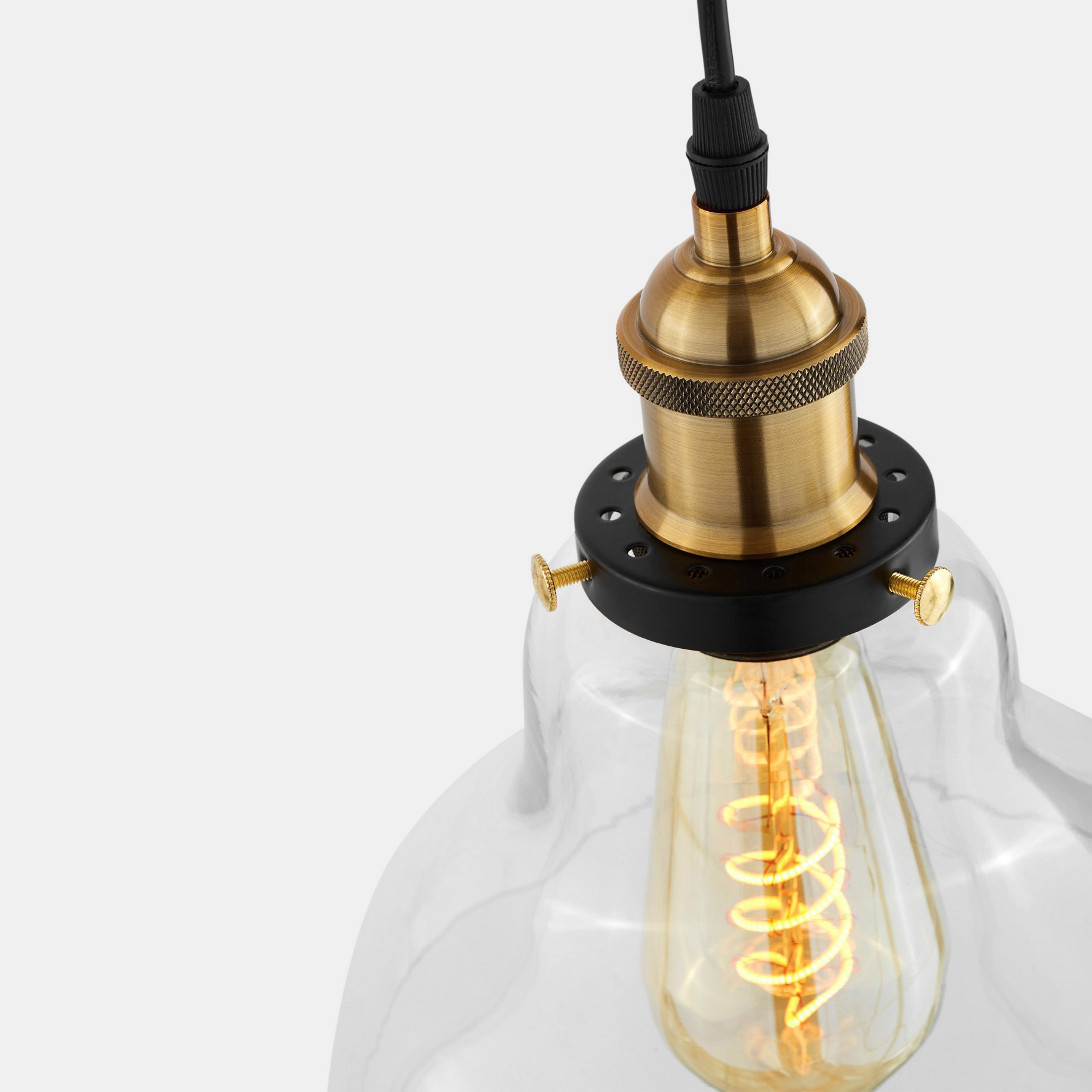 Priehľadné závesné svietidlo, priemyselná lampa, sklenené tienidlo, retro štýl - ZUBI - Lumina Deco obrázok 4