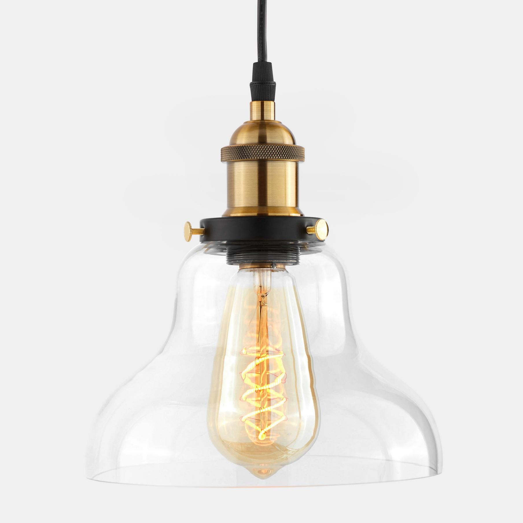 Priehľadné závesné svietidlo, priemyselná lampa, sklenené tienidlo, retro štýl - ZUBI - Lumina Deco obrázok 3