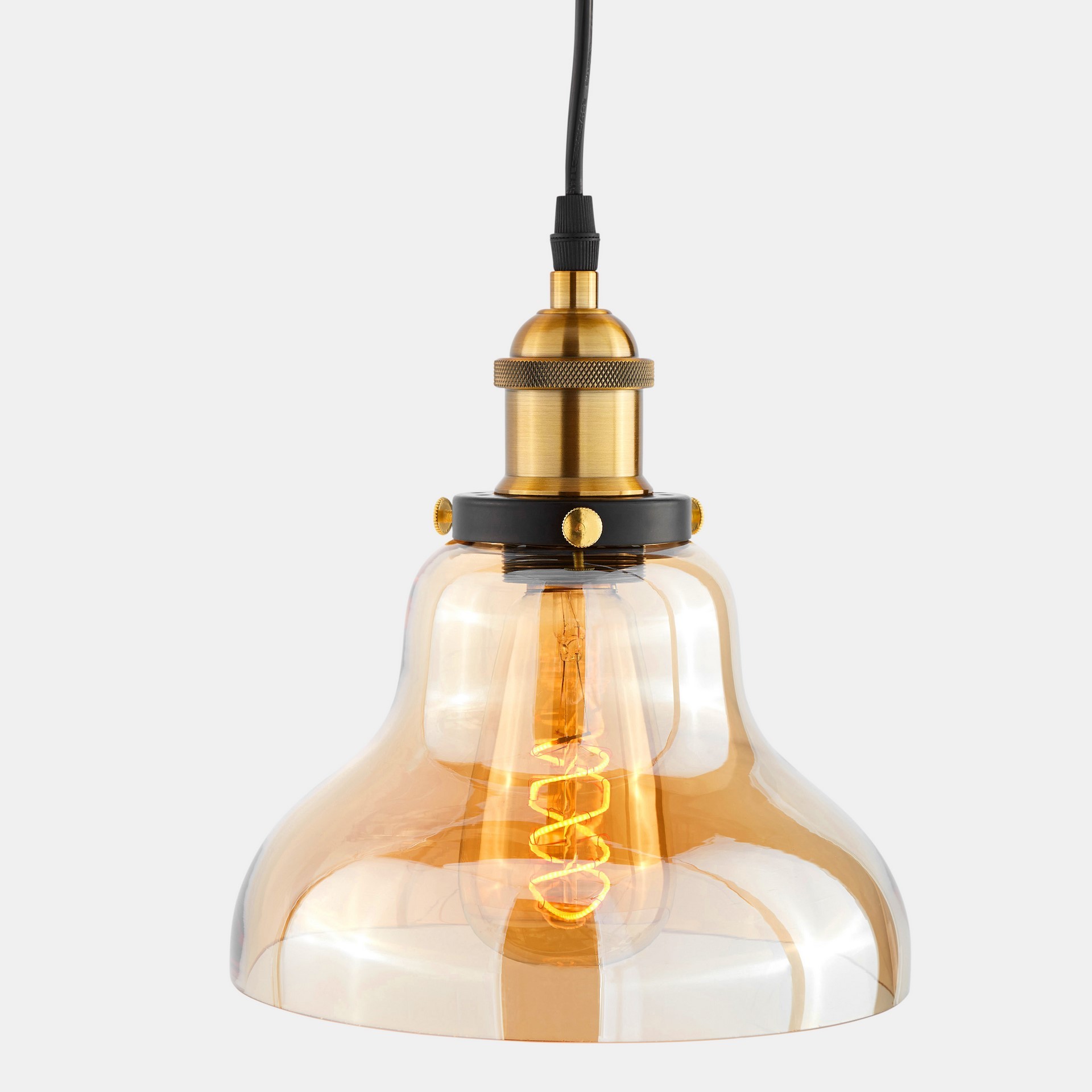 Jantárová závesná lampa ZUBI sklenená kupola industriálny štýl retro vintage - Lumina Deco obrázok 4