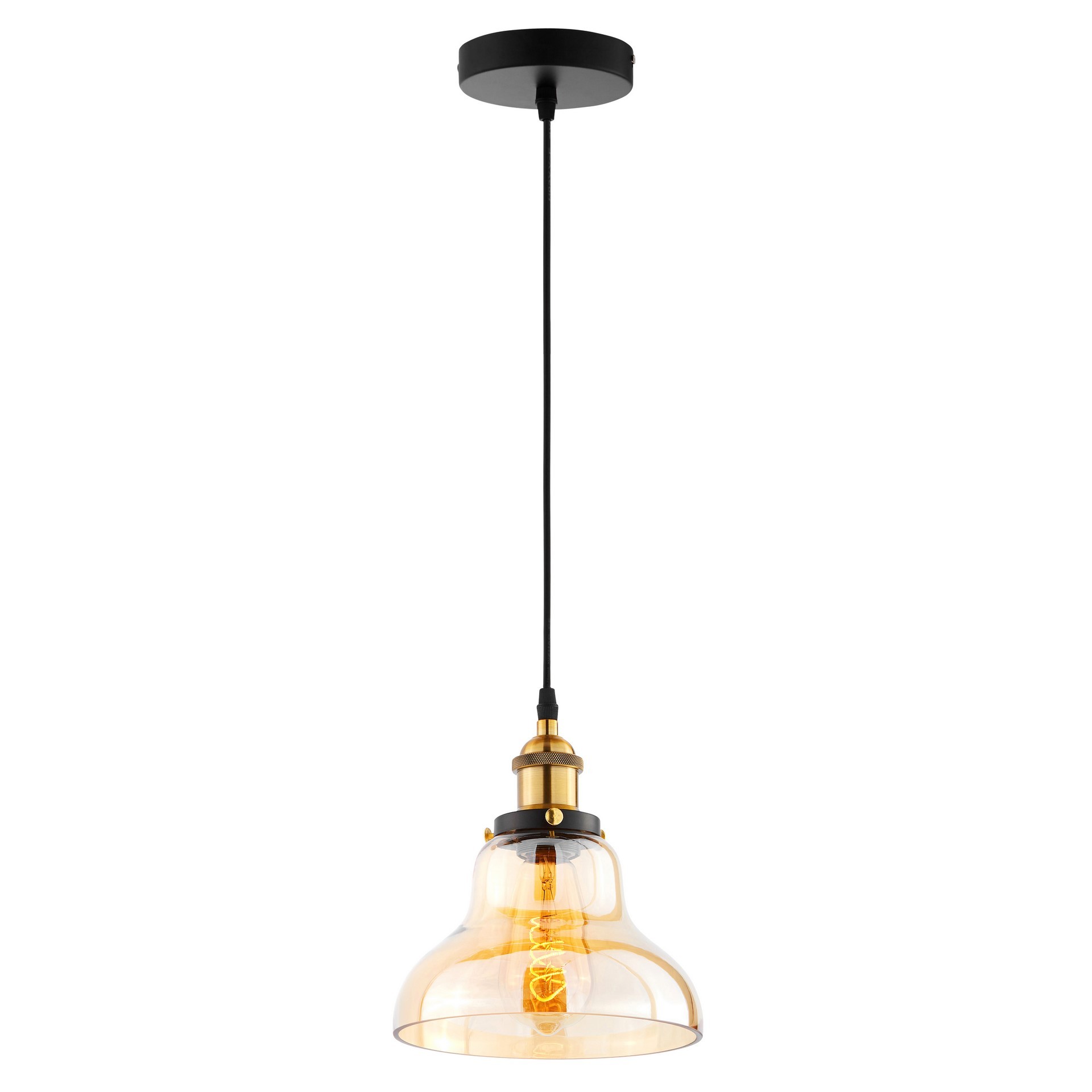 Jantárová závesná lampa ZUBI sklenená kupola industriálny štýl retro vintage - Lumina Deco obrázok 3