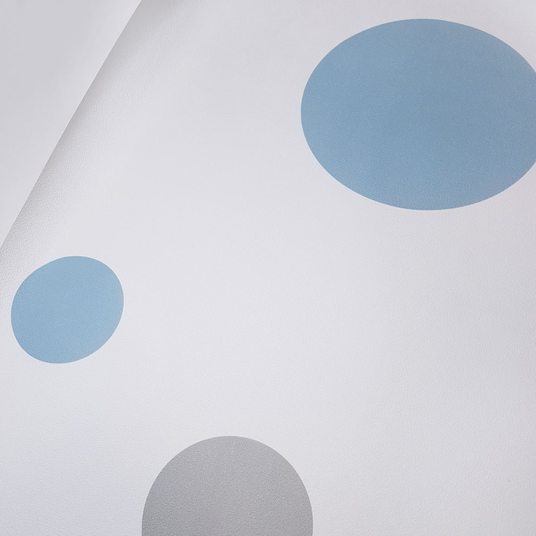 Tapeta s modrými a sivými bublinami a bodkami v modernom štýle, do obývacej izby - Dekoori obrázok 4