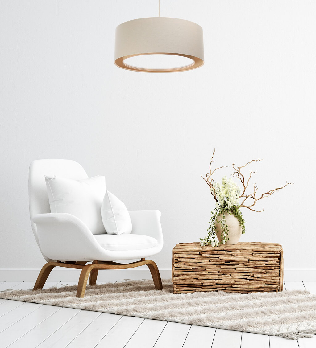 Krémovo-béžová závesná lampa s okrúhlymi tienidlami z jutovej tkaniny BOHO - VIVIENNE - BPS Koncept obrázok 2