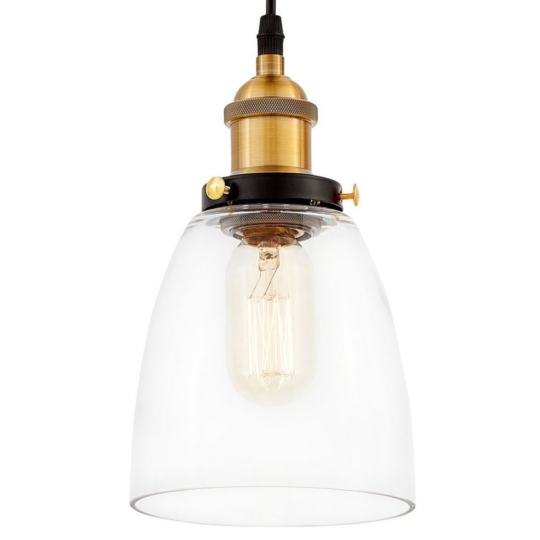 Závesný luster, stropná loftová škandinávska lampa FABI, luster v industriálnom štýle, kov, priezračné sklo - Lumina Deco obrázok 1