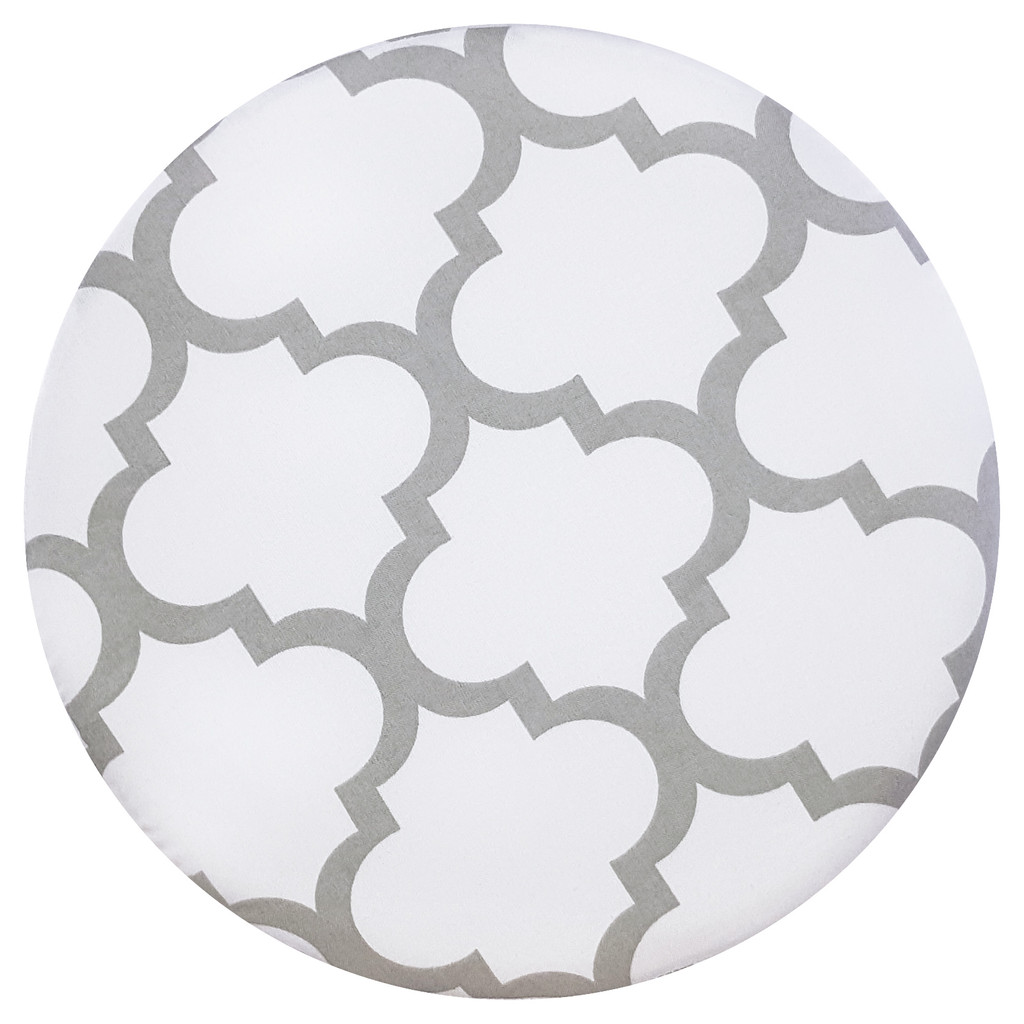 Biely puf, dizajn v škandinávskom štýle so sivým vzorom MAROCKÁ ĎATELINA - Lily Pouf obrázok 4