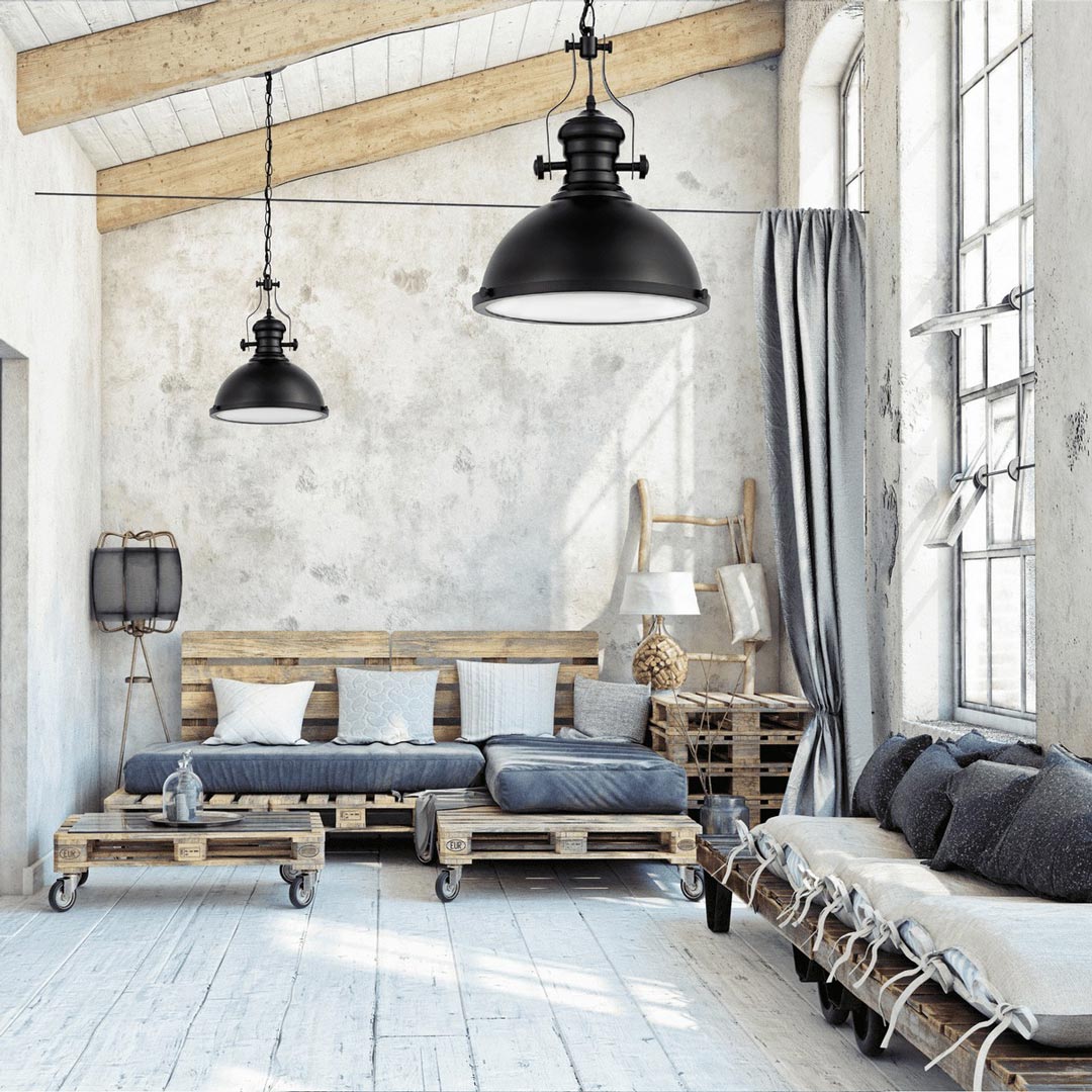 Čierna priemyselná loftová lampa ELIGIO, závesné kovové industriálne retro svietidlo - Lumina Deco obrázok 2