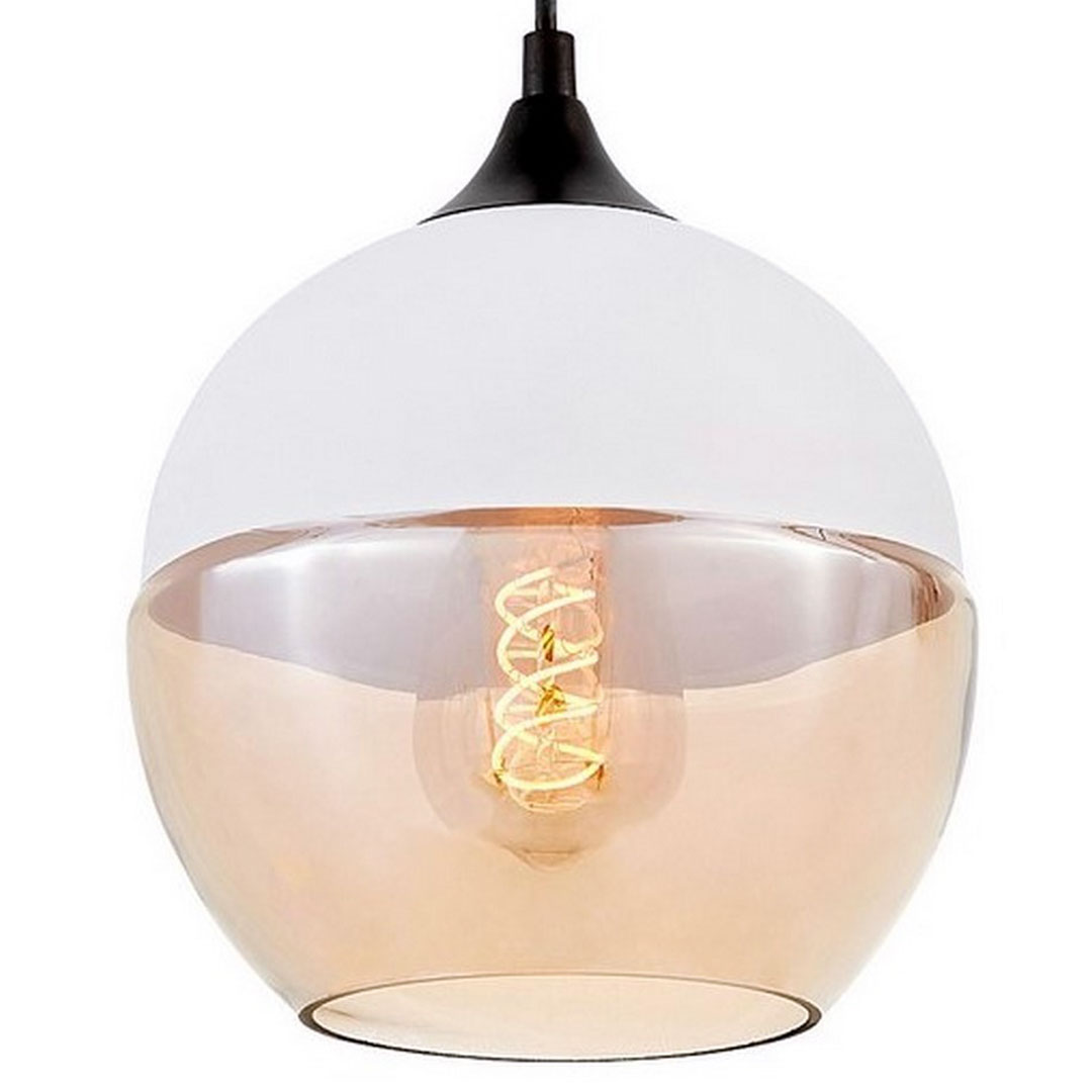 Loftová biela závesná lampa, sklenená guľa ALBION, priehľadná, nastaviteľná - Lumina Deco obrázok 1