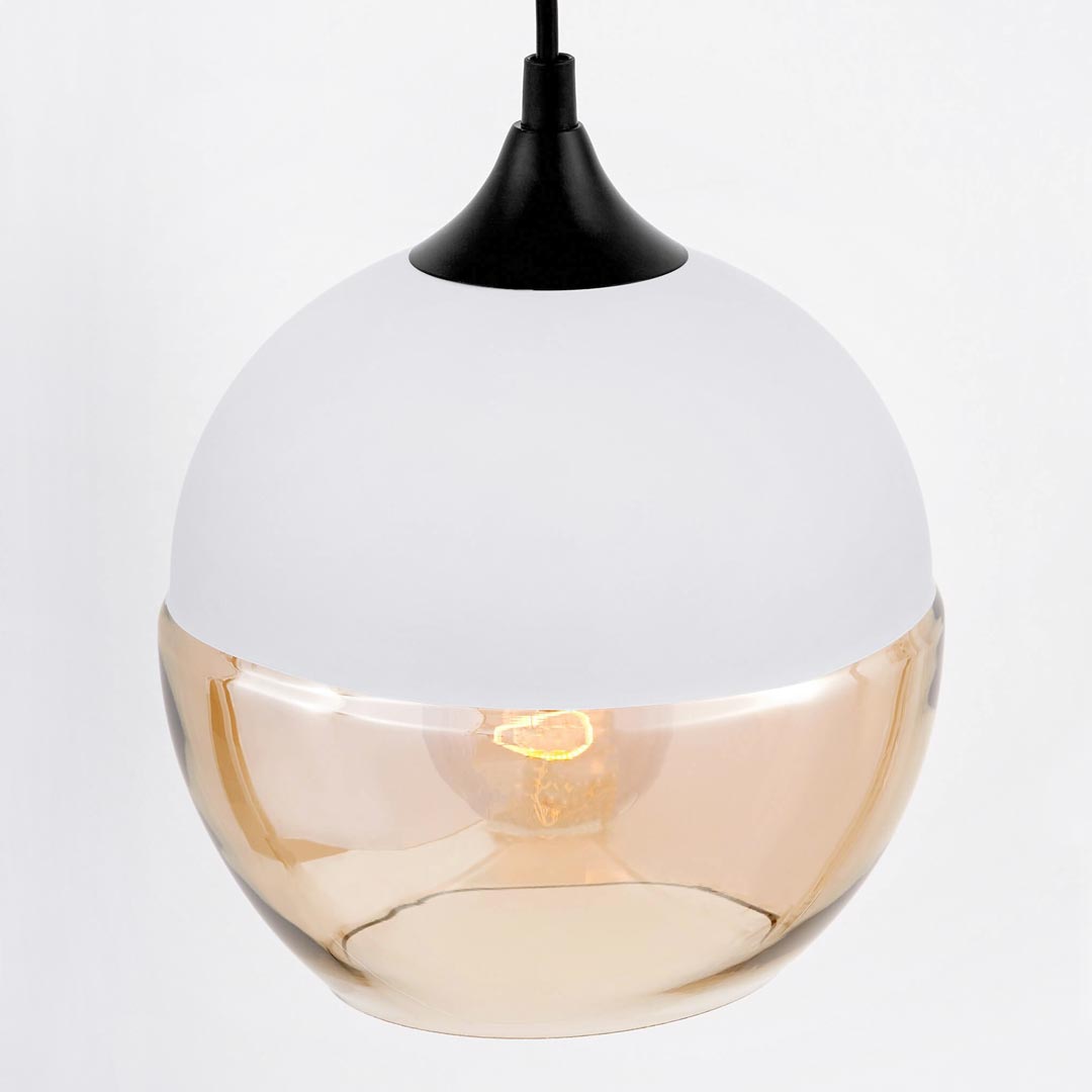 Loftová biela závesná lampa, sklenená guľa ALBION, priehľadná, nastaviteľná - Lumina Deco obrázok 4