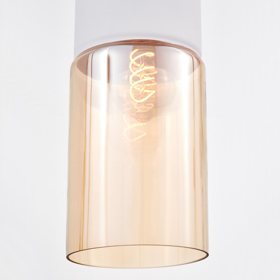 Biela kovová závesná lampa ZENIA, úzke sklenené rúrkové tienidlo, industriálny štýl - Lumina Deco obrázok 4