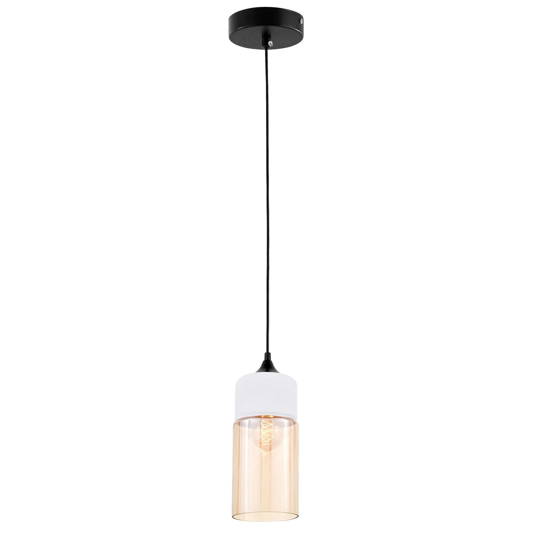 Biela kovová závesná lampa ZENIA, úzke sklenené rúrkové tienidlo, industriálny štýl - Lumina Deco obrázok 2
