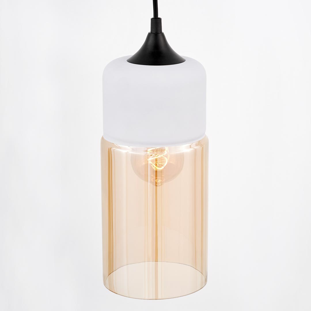 Biela kovová závesná lampa ZENIA, úzke sklenené rúrkové tienidlo, industriálny štýl - Lumina Deco obrázok 3