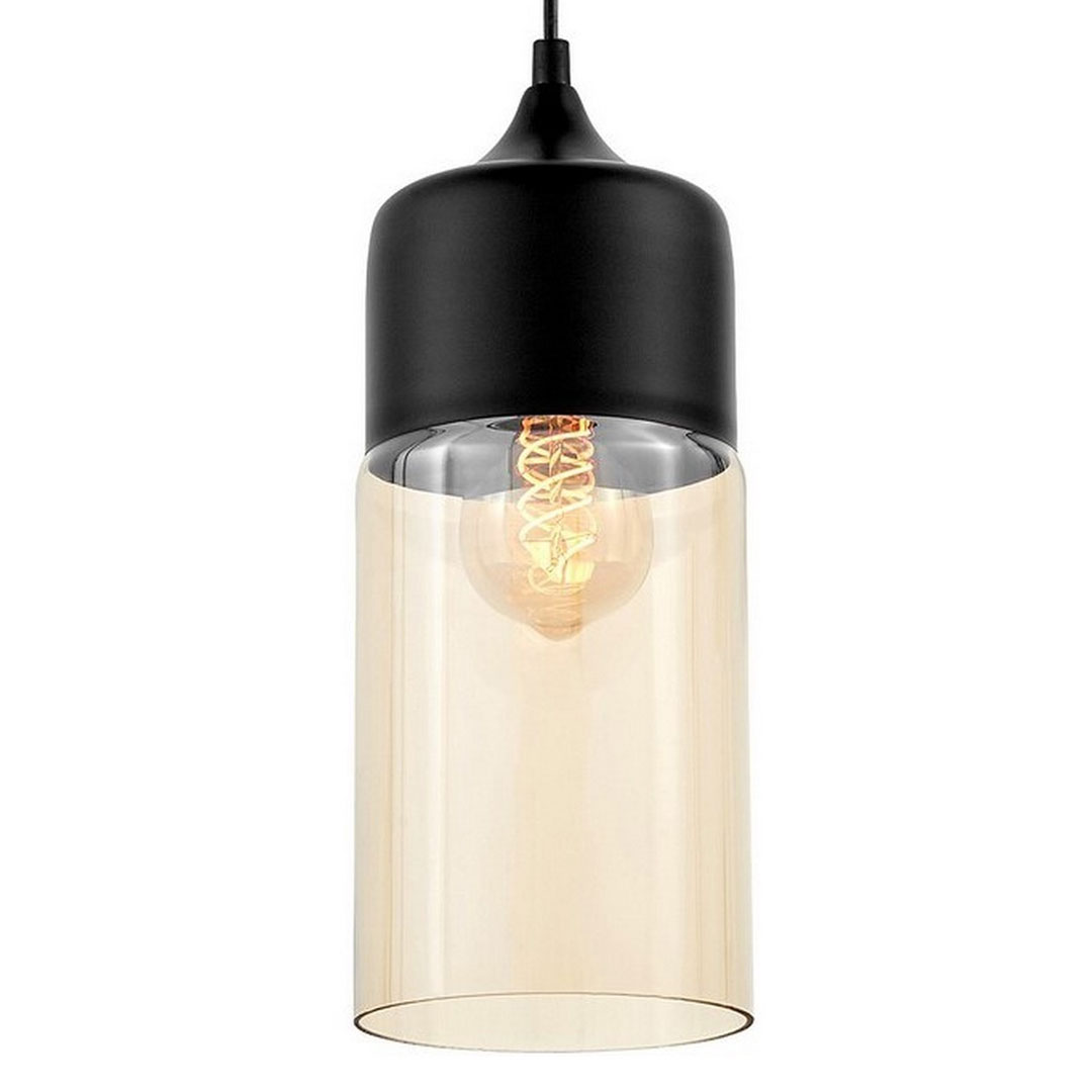 Loftová závesná lampa ZENIA, čierne kovové tienidlo, kovová zvislá trubica, nastaviteľná - Lumina Deco obrázok 1