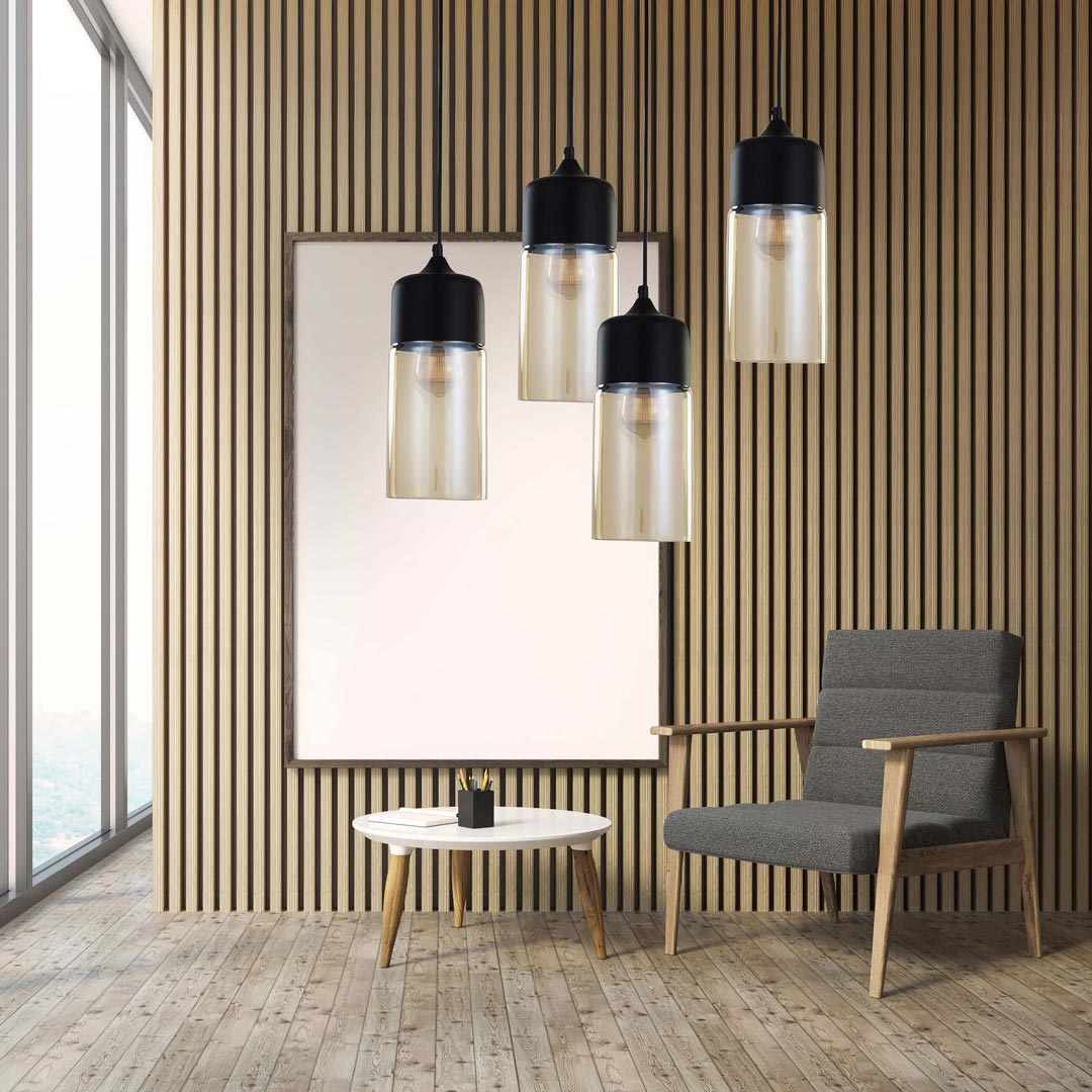 Loftová závesná lampa ZENIA, čierne kovové tienidlo, kovová zvislá trubica, nastaviteľná - Lumina Deco obrázok 4