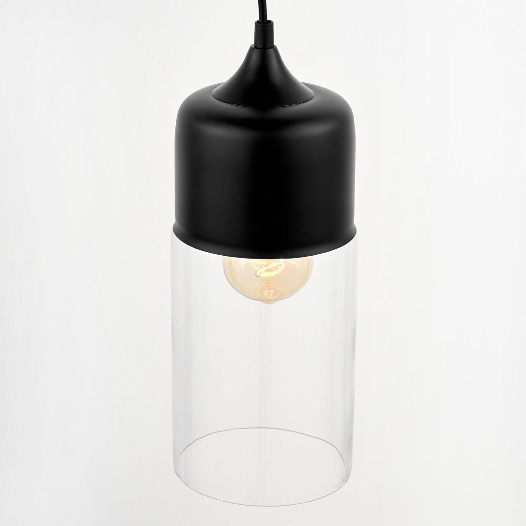 Moderná zvislá závesná lampa ZENIA, čierna, kovová, so skleneným tienidlom - Lumina Deco obrázok 3