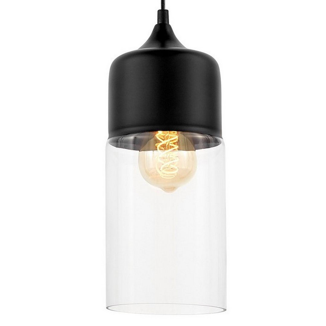 Moderná zvislá závesná lampa ZENIA, čierna, kovová, so skleneným tienidlom - Lumina Deco obrázok 1