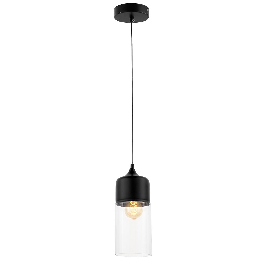 Moderná zvislá závesná lampa ZENIA, čierna, kovová, so skleneným tienidlom - Lumina Deco obrázok 2