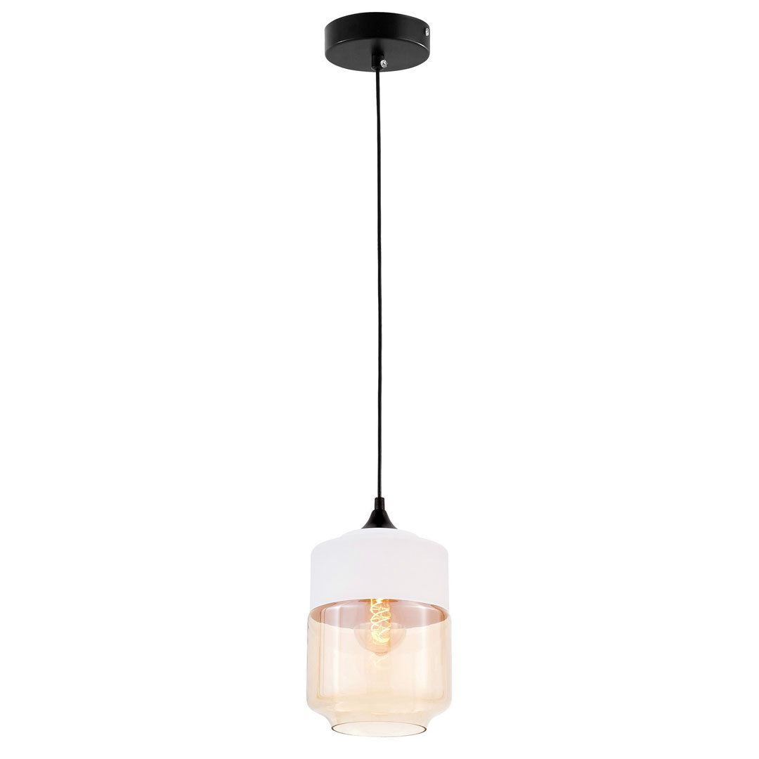 Biela nastaviteľná závesná lampa ASTILA, jantárové sklo - Lumina Deco obrázok 3